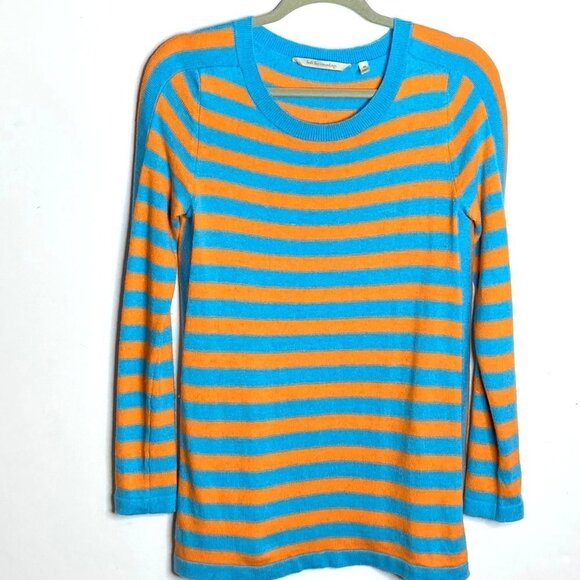 Soft Surroundings Orange Blue Striped Viscose Wool Cashmere Sweater‎ Cozy Sz XS - Picture 7 of 8